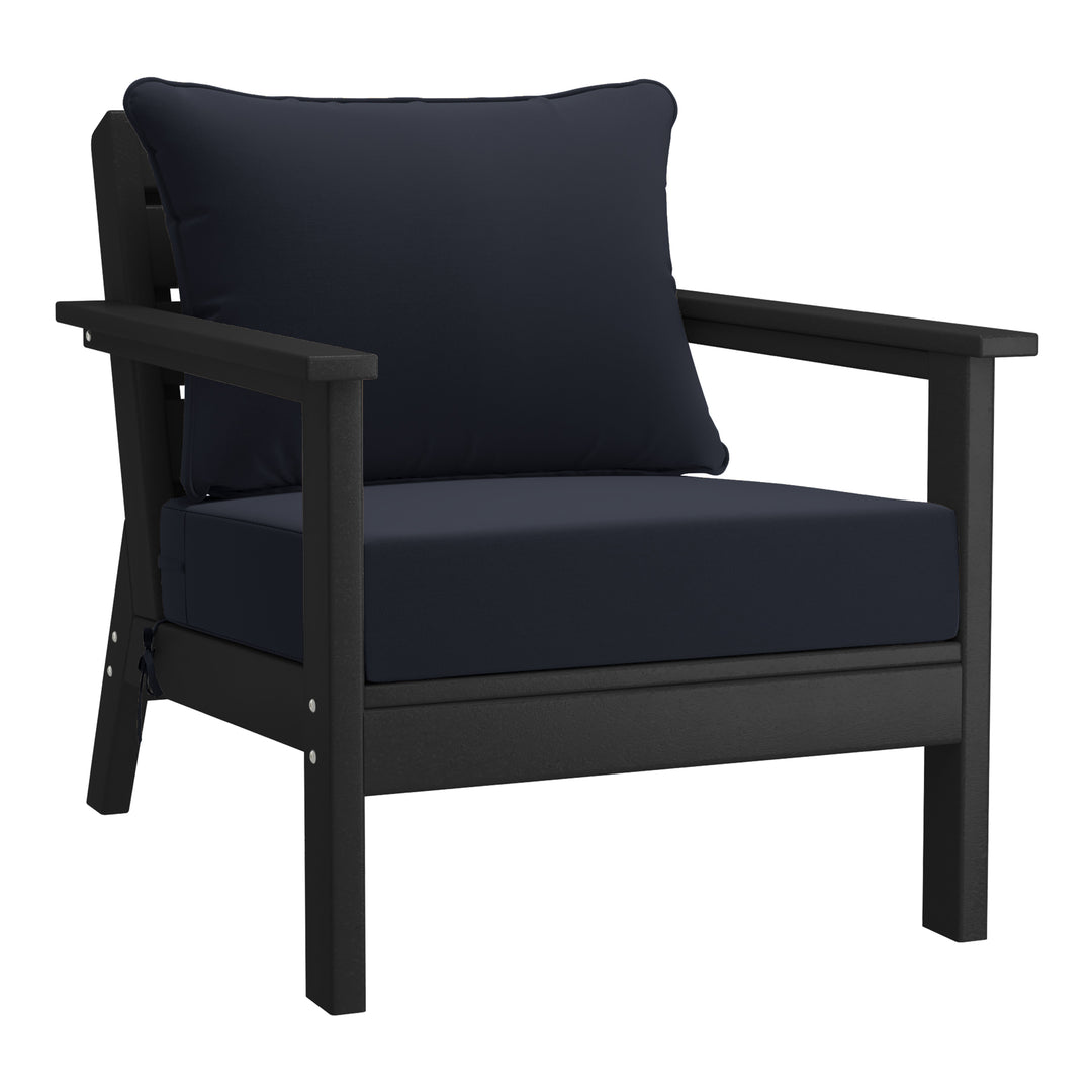 Avalon Outdoor Modern HDPE Patio Club Chairs with Deep Seat Cushions (Set of 2)