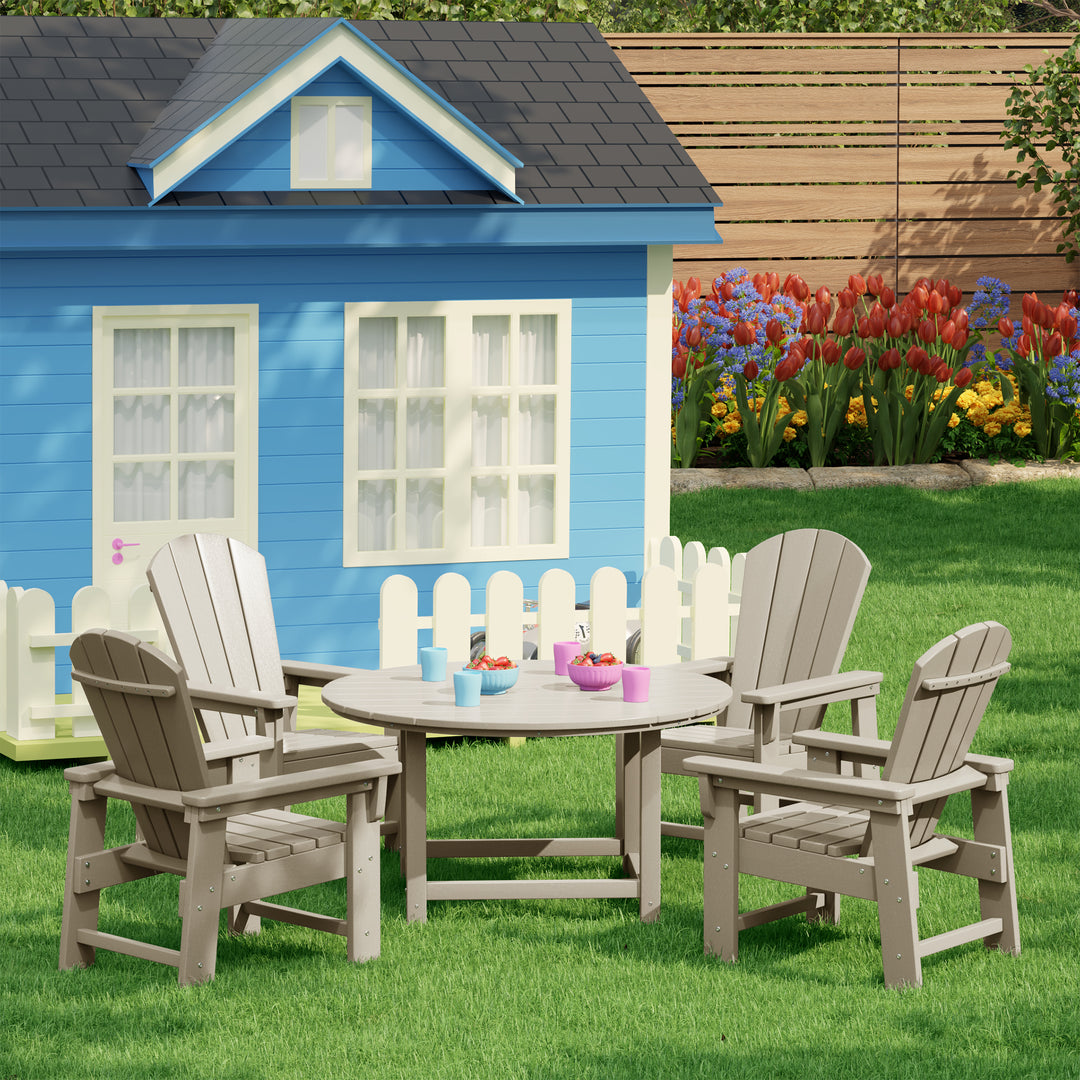 Malibu Kids 5-Piece HDPE Outdoor Patio Round Dining Table and Chairs Set