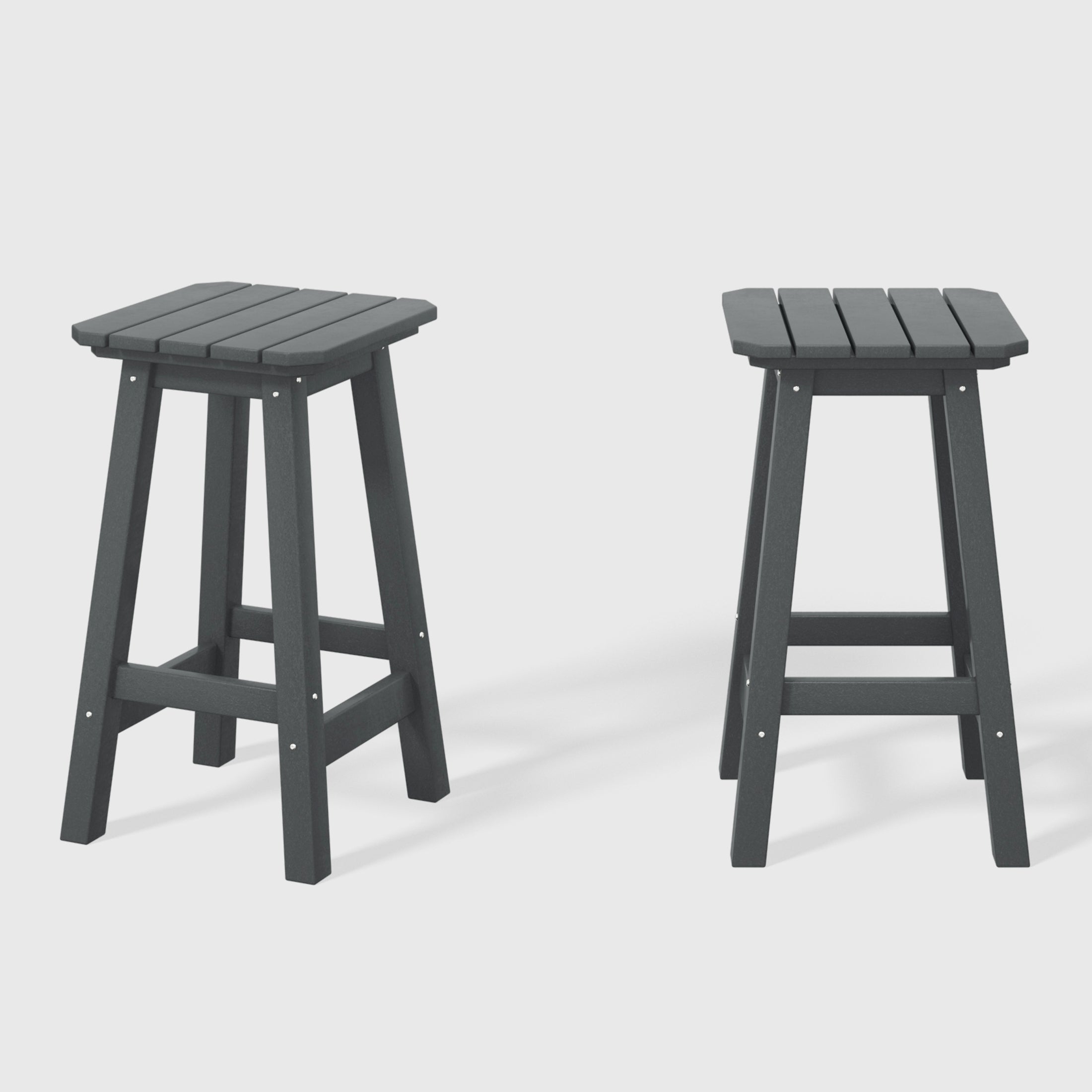 Malibu 24" HDPE Outdoor Patio Counter High Backless Square Bar Stools Set of 2