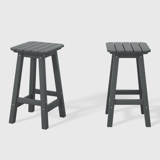 Malibu 24" HDPE Outdoor Patio Square Counter Height Bar Stool (Set of 2)