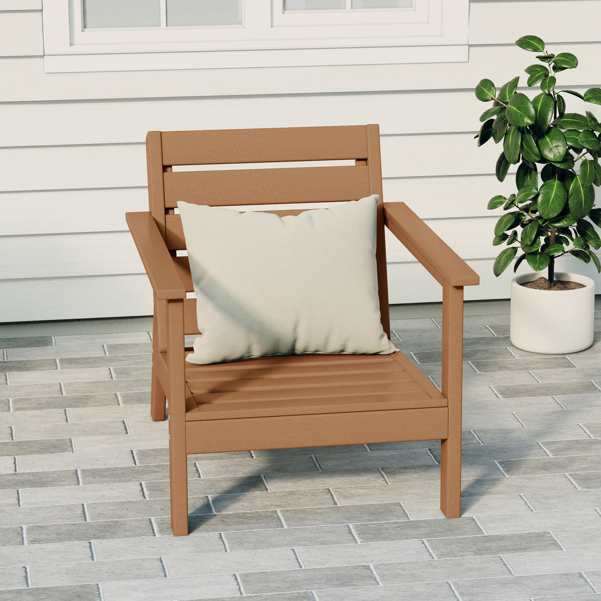 Avalon deep seating armchair in Teak styled outdoors