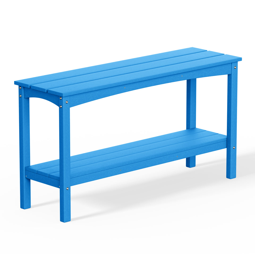 Malibu 55" Outdoor Patio HDPE Adirondack 2-Tier Shelf Console Table