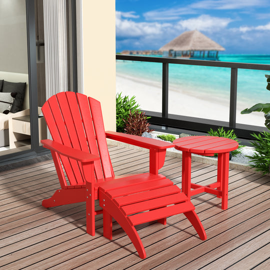 Dylan Outdoor Adirondack Chair With Ottoman And Side Table 3-Piece Set