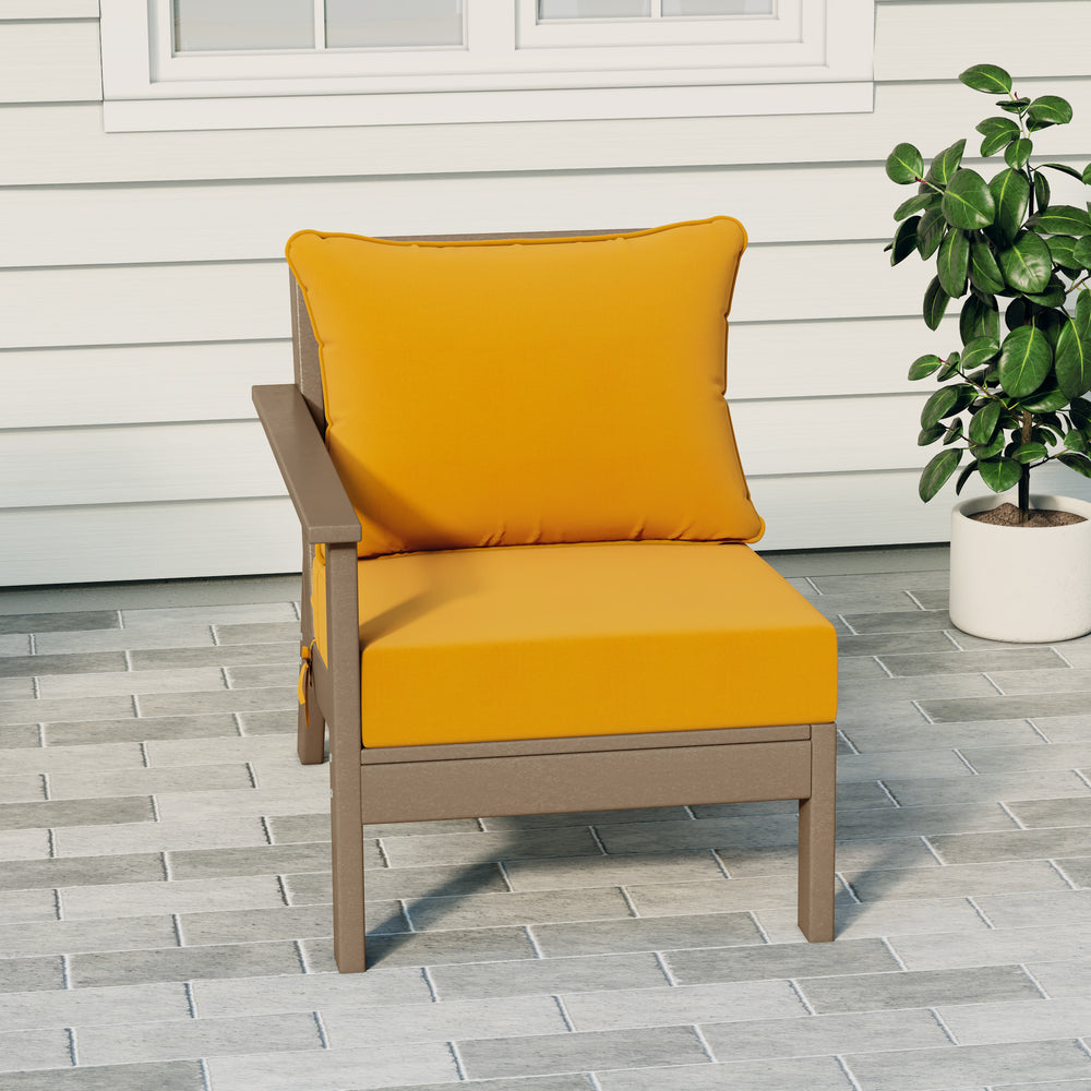 Avalon Outdoor Patio HDPE Left Arm Sectional Corner Club Chair with Patio Cushions