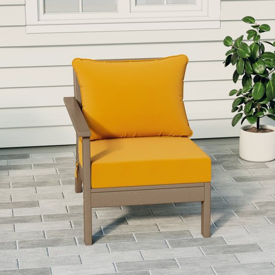 Avalon Outdoor Patio HDPE Left Arm Sectional Corner Club Chair with Patio Cushions