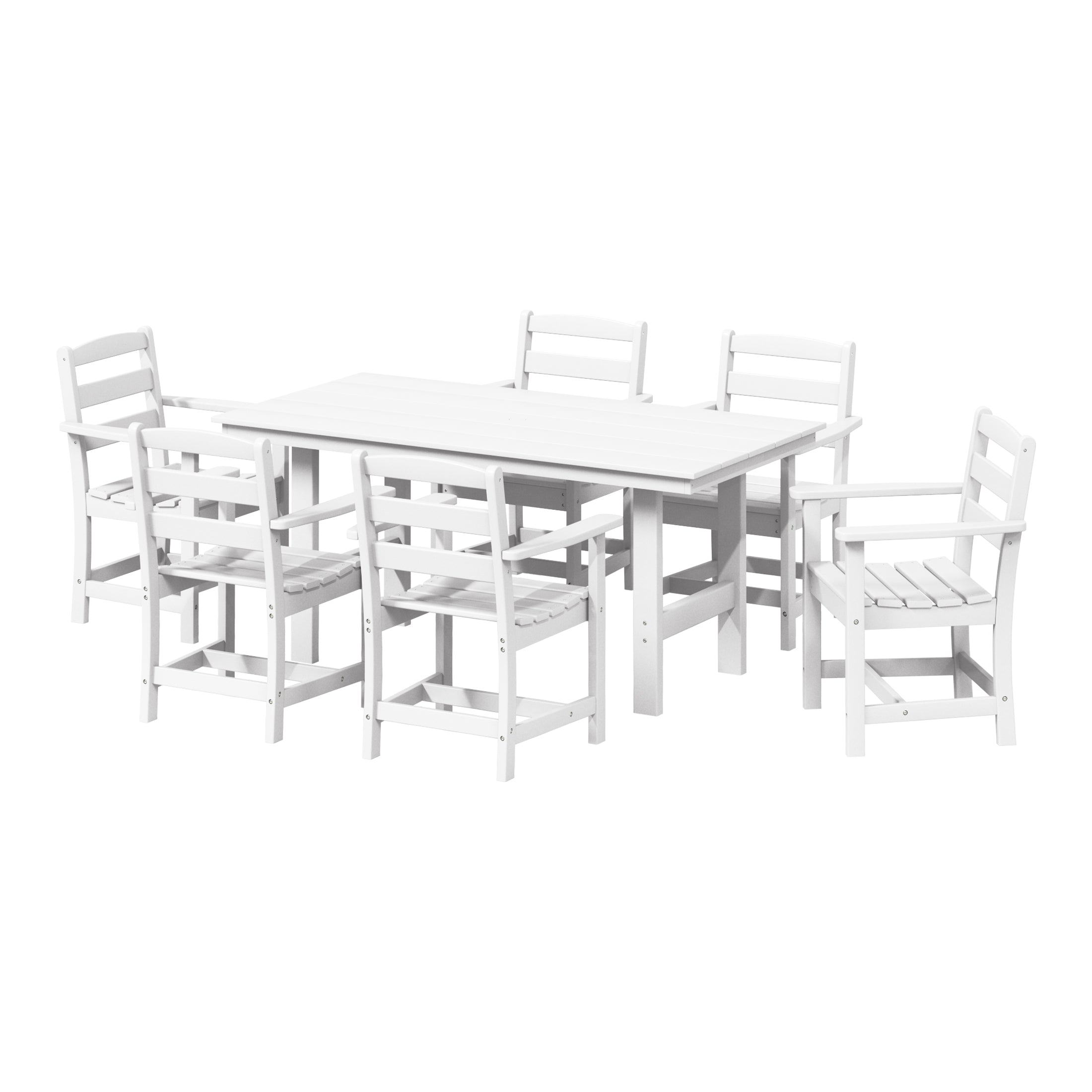 Ashore 7-Piece HDPE Outdoor Rectangular Patio Dining Table Set
