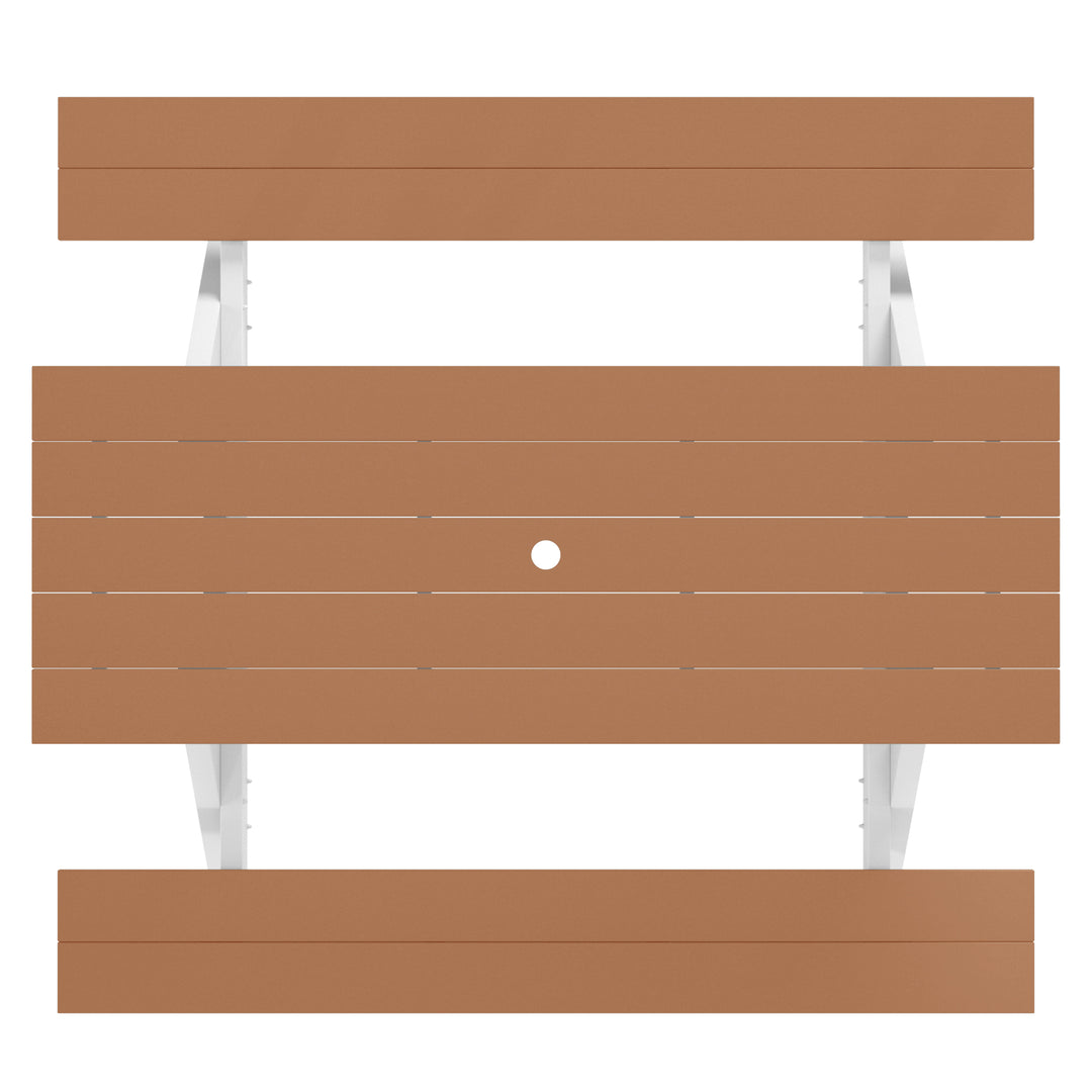 Greenville Outdoor 70" HDPE Plastic Picnic Table Bench With Umbrella Hole