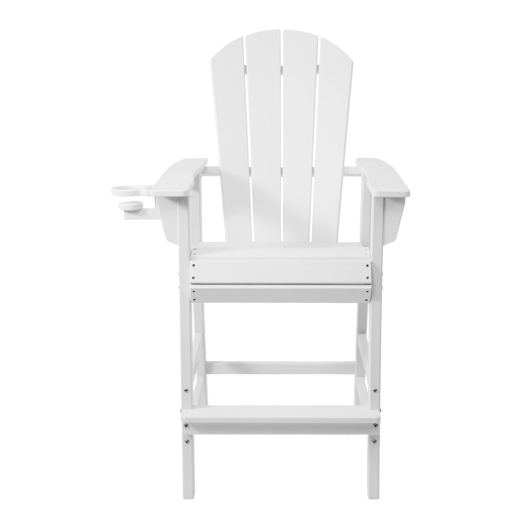 Malibu Outdoor HDPE Tall Adirondack Bar Height Chair With Cup Holder