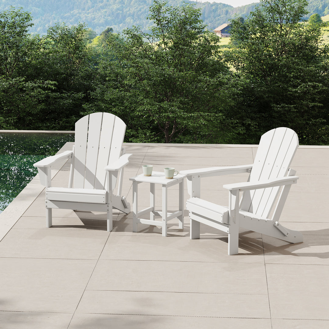Malibu 3-Piece set Outdoor / Patio Poly Adirondack chair set with a side table ( 2 seater )