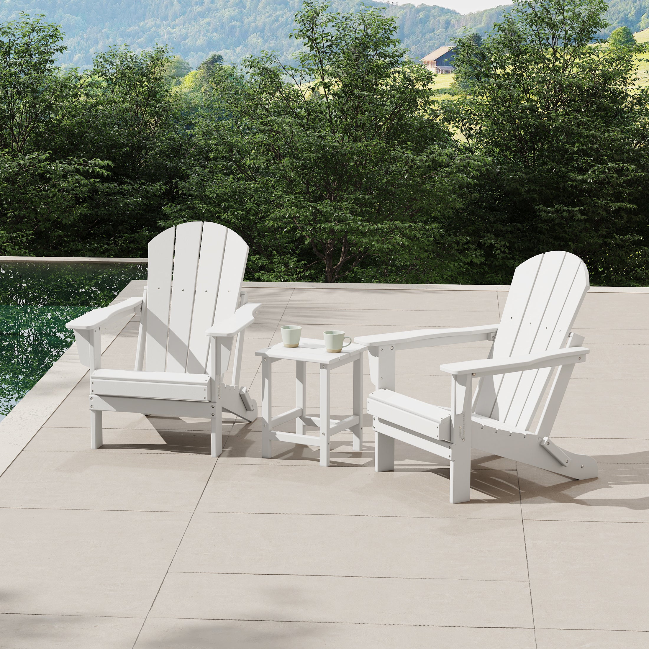 Malibu 3-Piece set Outdoor / Patio Poly Adirondack chair set with a side table ( 2 seater )