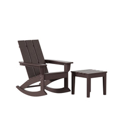Ashore 2-Pieces Set Modern Plastic Outdoor Rocking Chair with Square Side Table