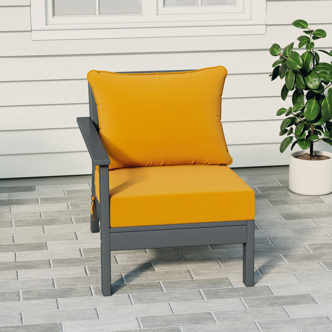 Avalon Outdoor Patio HDPE Left Arm Sectional Corner Club Chair with Patio Cushions