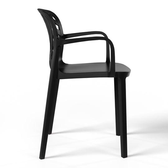 Playa Outdoor Modern Stackable Patio Dining Armchairs (Set of 2)