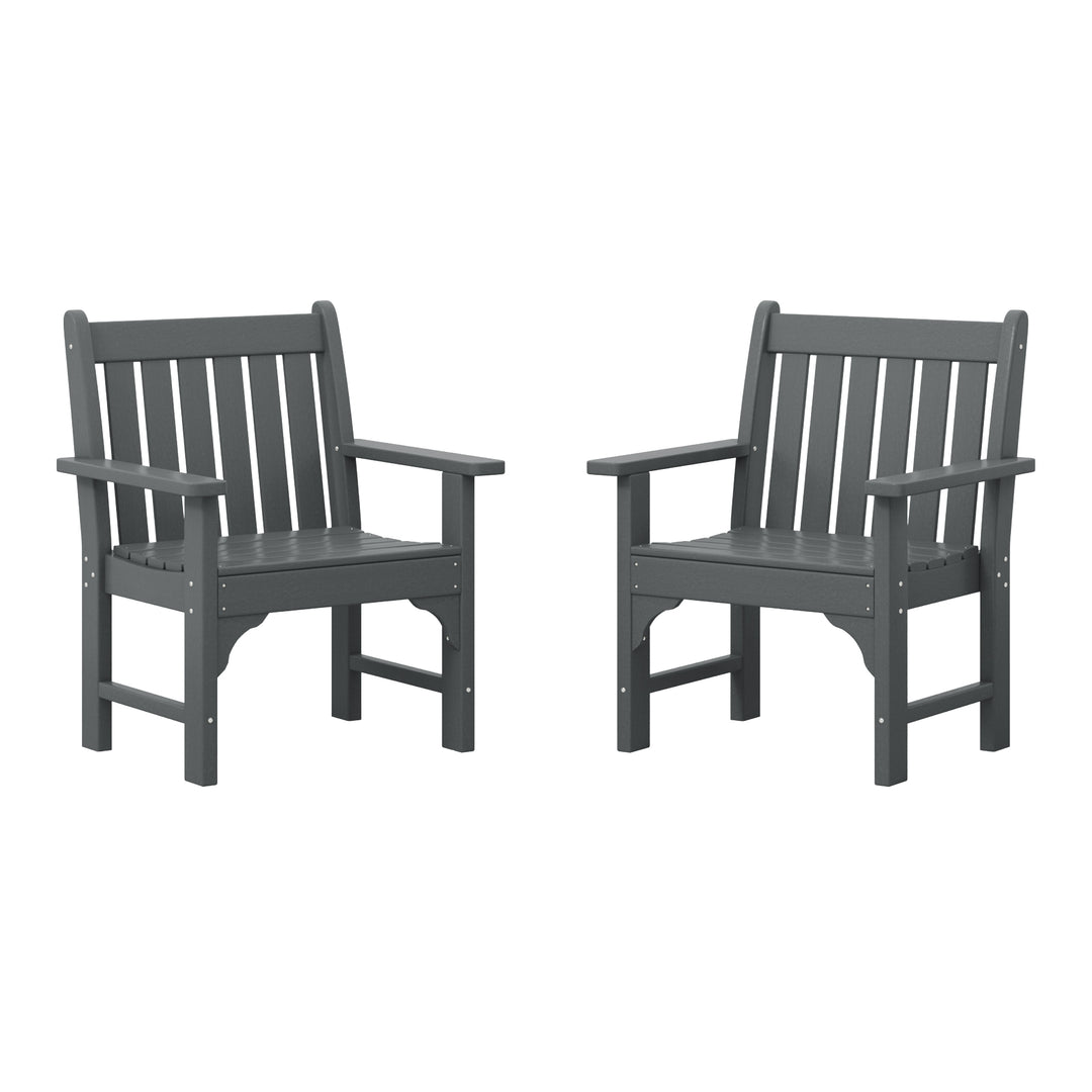 Malibu Outdoor Patio HDPE Adirondack Dining Arm Chairs (Set of 2)