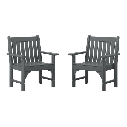 Malibu Outdoor Patio HDPE Adirondack Dining Arm Chairs (Set of 2)