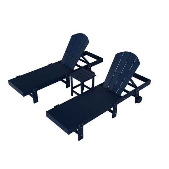 Malibu 3 Piece Poly Reclining Chaise Lounge With Wheels