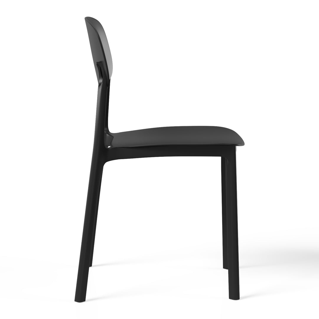 Playa 3-Piece Outdoor Round Metal Patio Dining Table Set With Stackable Resin Patio Side Chairs