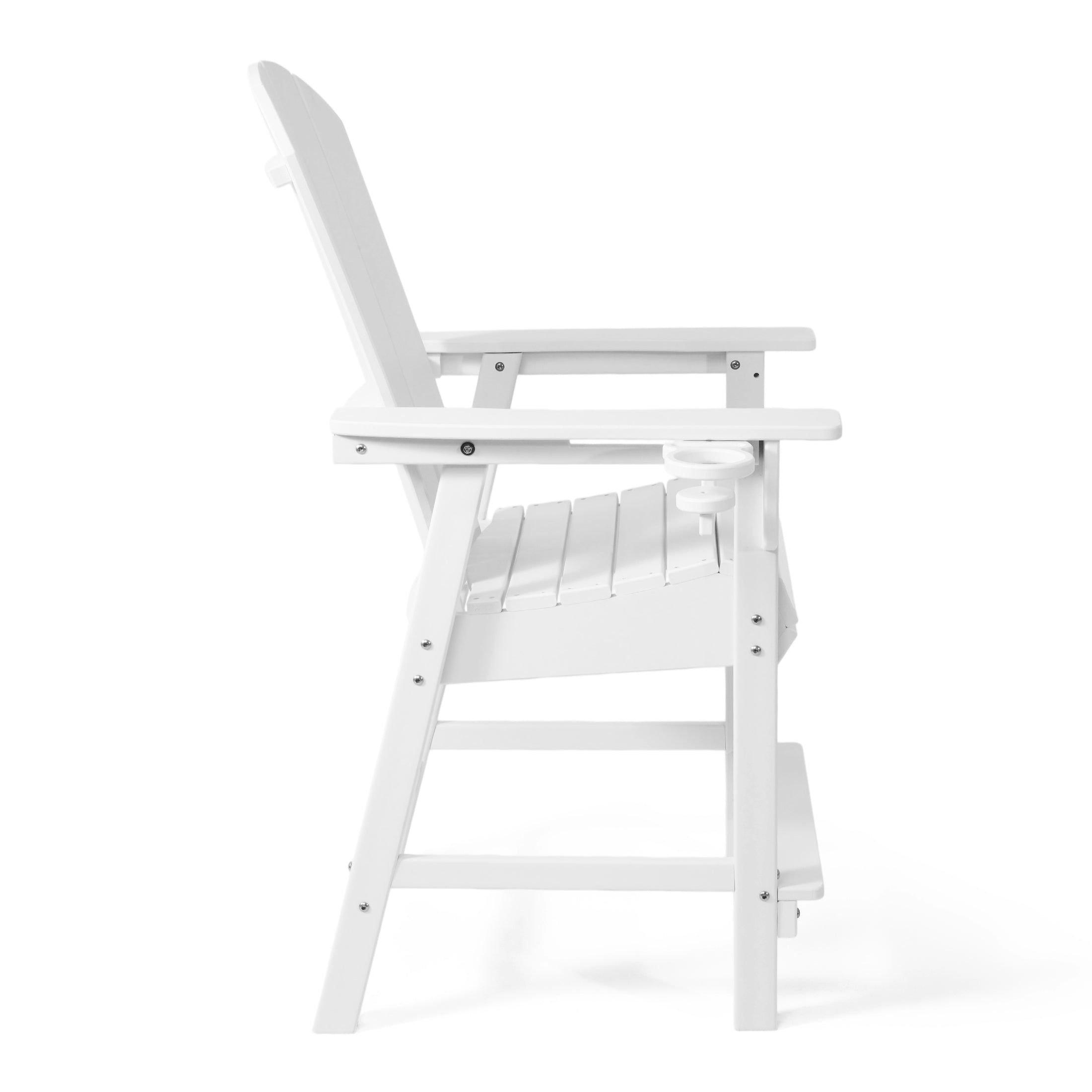 Malibu Outdoor HDPE  Tall Adirondack Counter Height Bar Chair With Cup Holder