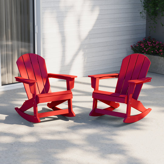 Malibu 2 piece set Outdoor / Patio Poly Adirondack rocking chairs ( 2 seater )