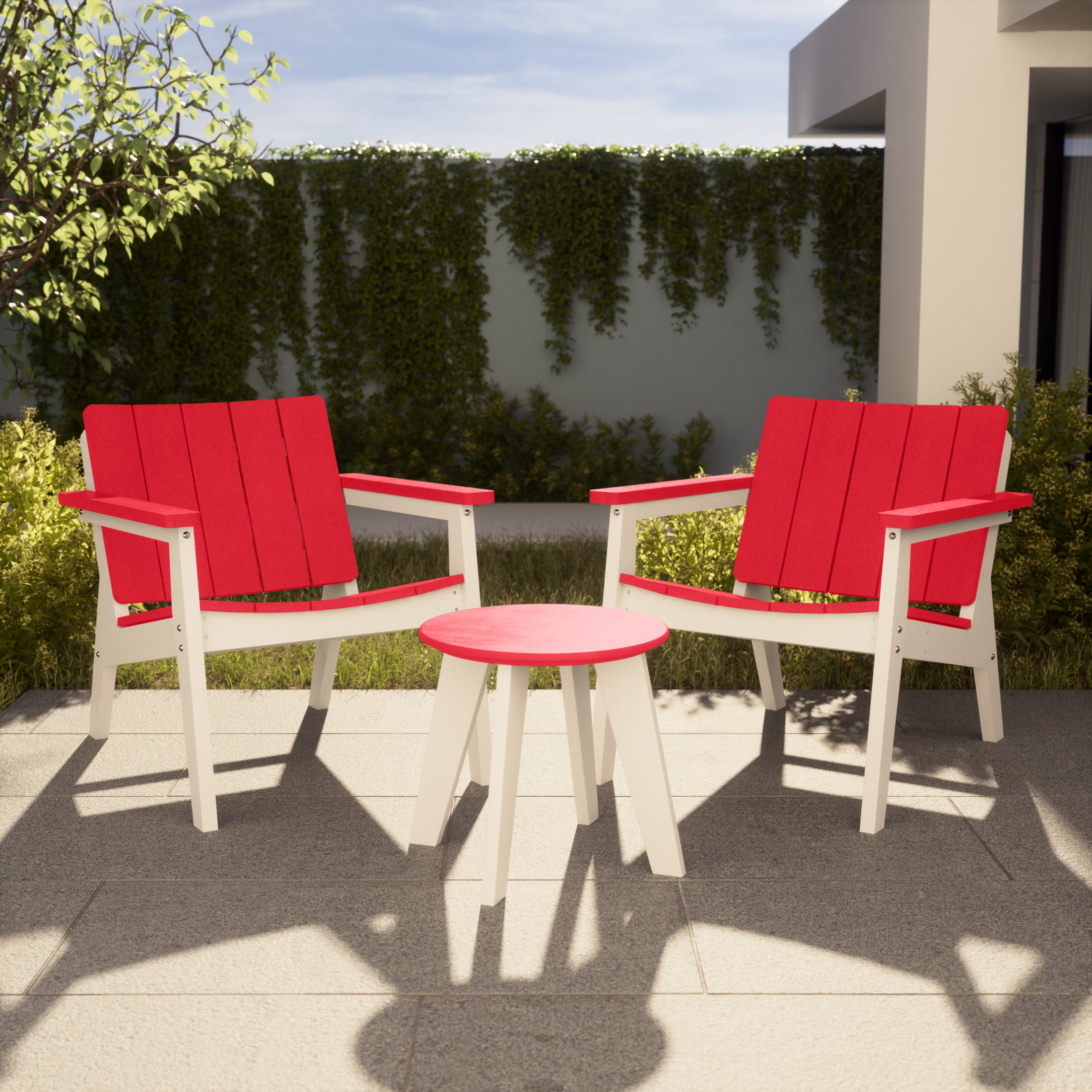 Pacifica 3-Piece Outdoor HDPE Conversation Set with Deep Seating Chairs and Round Side Table