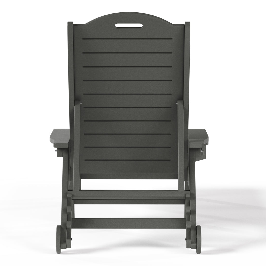 Aruba Outdoor HDPE Patio Chaise Lounge With Wheels & Cup Holder