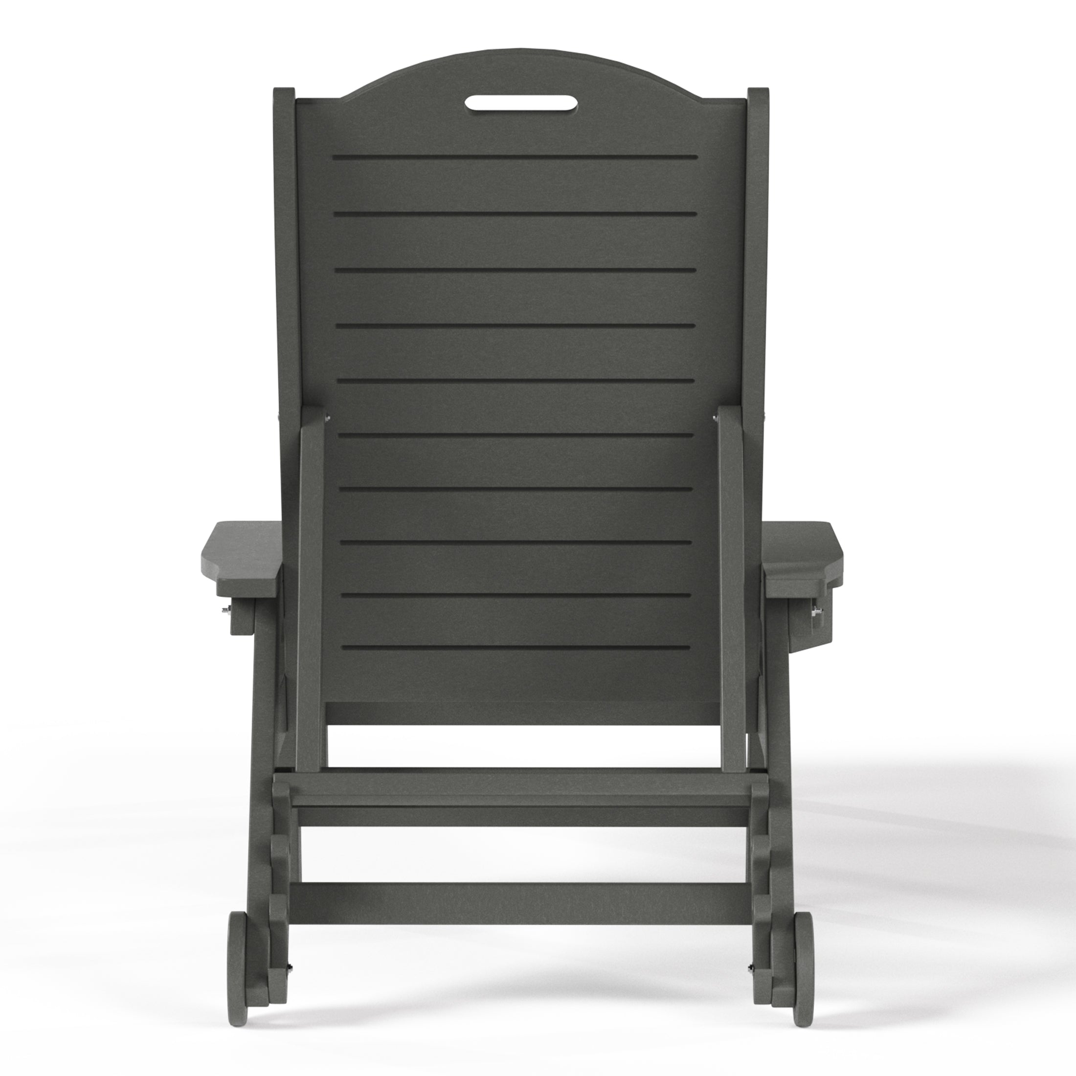 Aruba Outdoor HDPE Patio Chaise Lounge With Wheels & Cup Holder