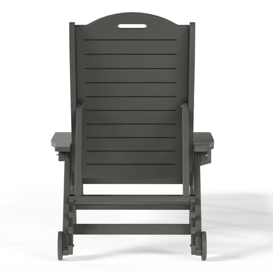 Aruba Outdoor HDPE Patio Chaise Lounge With Wheels & Cup Holder