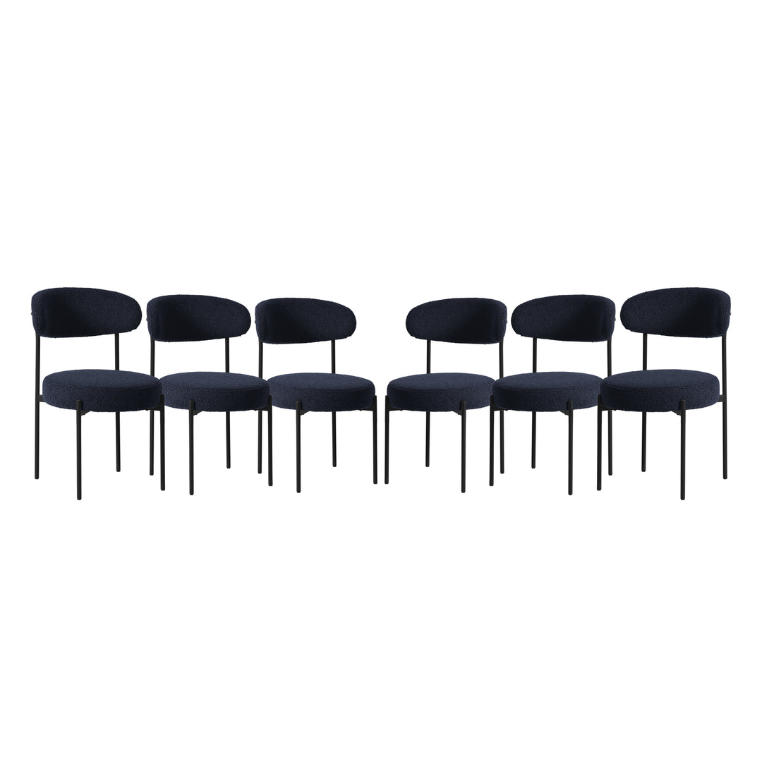 Alexandria Mid-Century Modern Upholstered Sherpa Round Dining Chairs (Set of 6)