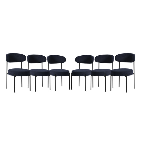 Alexandria Mid-Century Modern Upholstered Sherpa Round Dining Chairs (Set of 6)