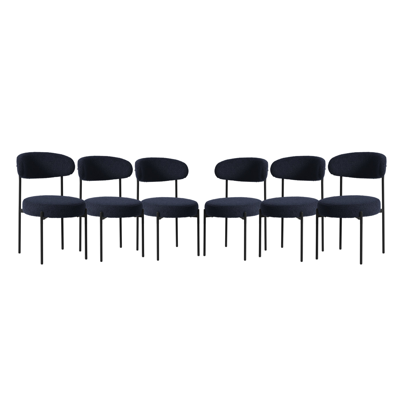 Alexandria Mid-Century Modern Upholstered Sherpa Round Dining Chairs (Set of 6)