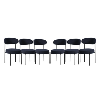 Alexandria Mid-Century Modern Upholstered Sherpa Round Dining Chairs (Set of 6)