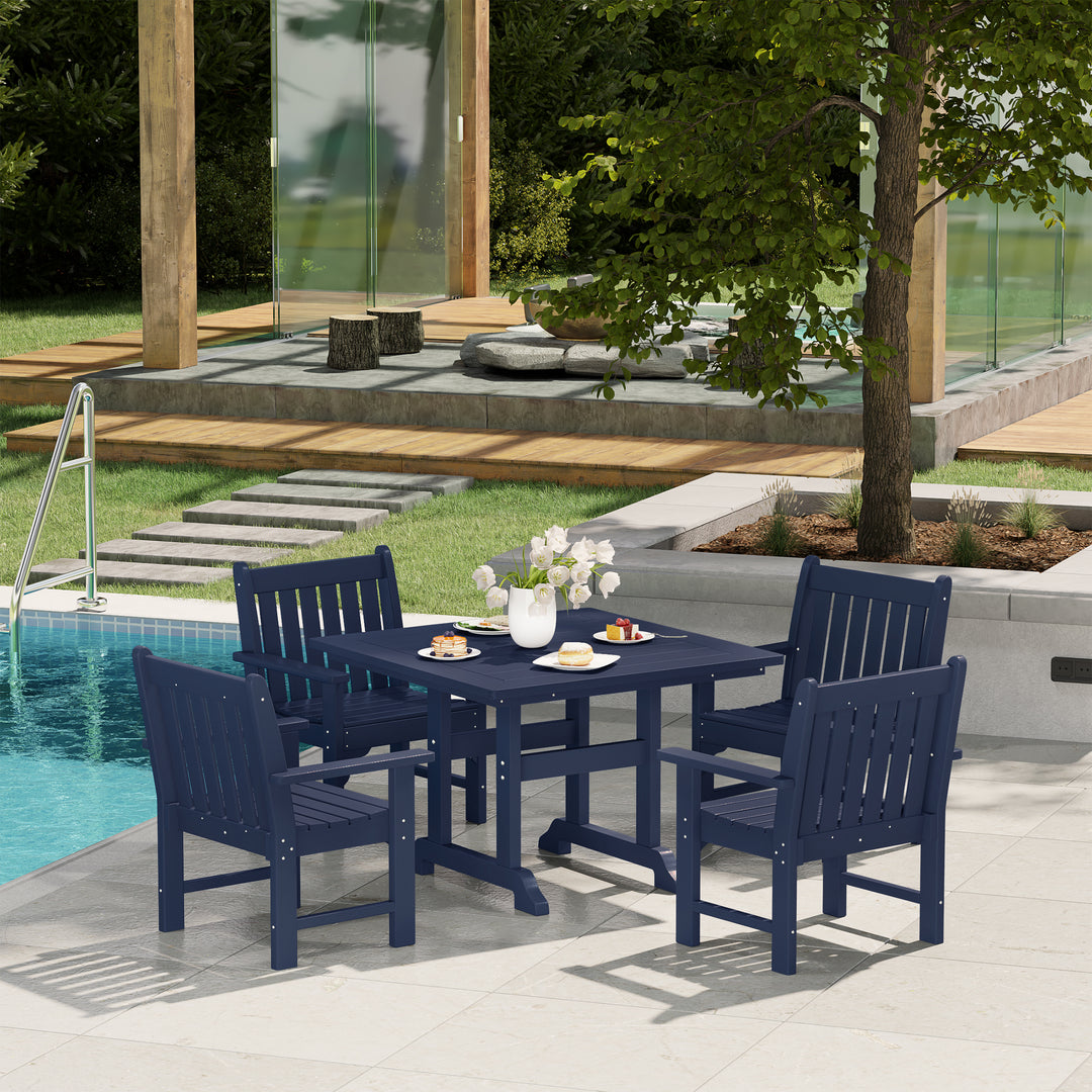 Malibu 5-Piece HDPE Outdoor Patio Chair and Square Table Dining Set