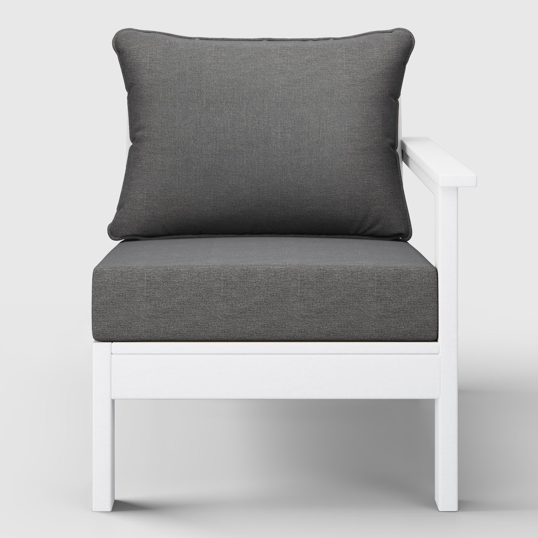 Avalon Outdoor Patio HDPE Right Arm Sectional Corner Club Chair with Patio Cushions
