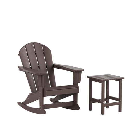 Malibu Outdoor Patio Rocking Adirondack Chairs with Side Table Set