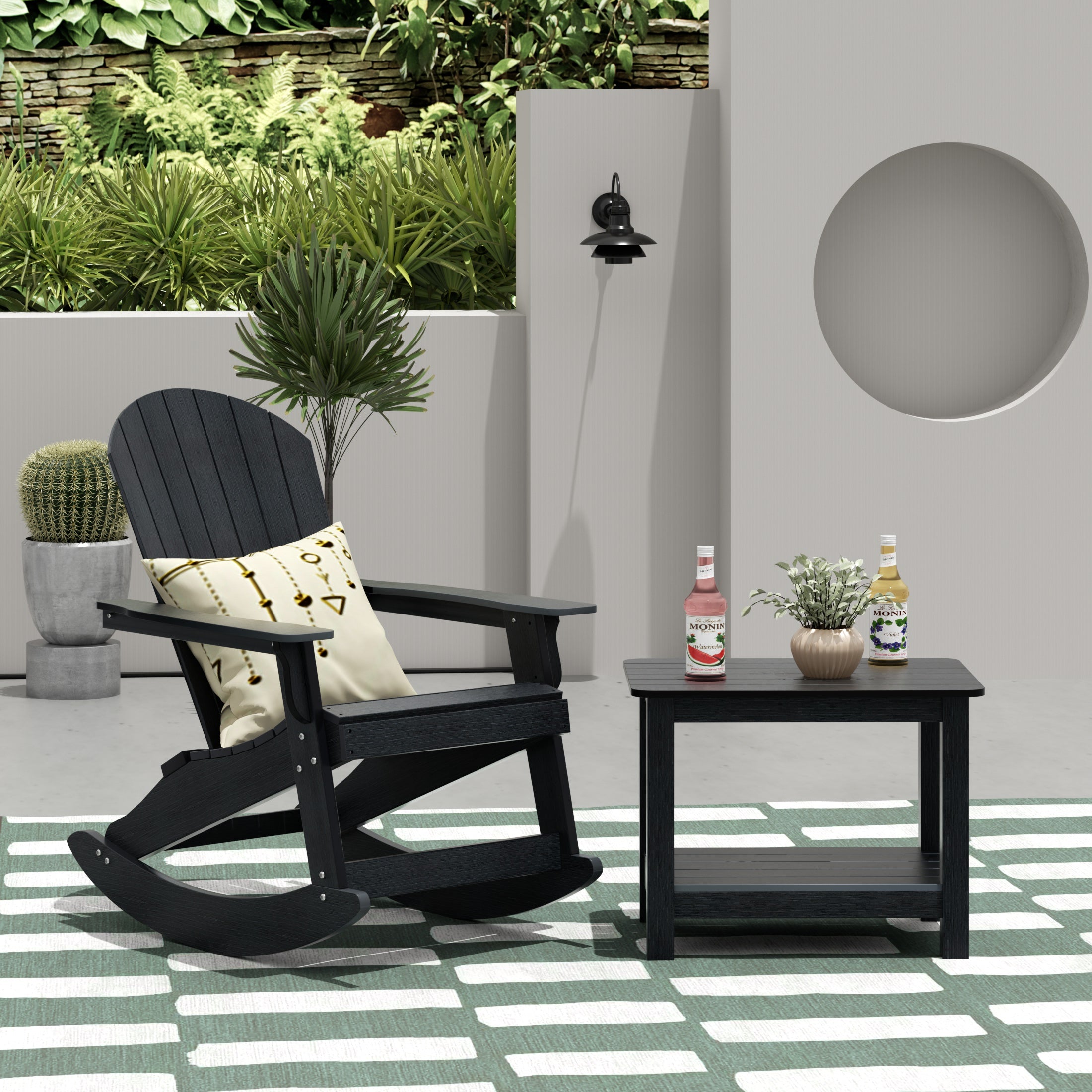 Tuscany 2-Piece HIPS Outdoor Rocking Adirondack Chair With Side Table