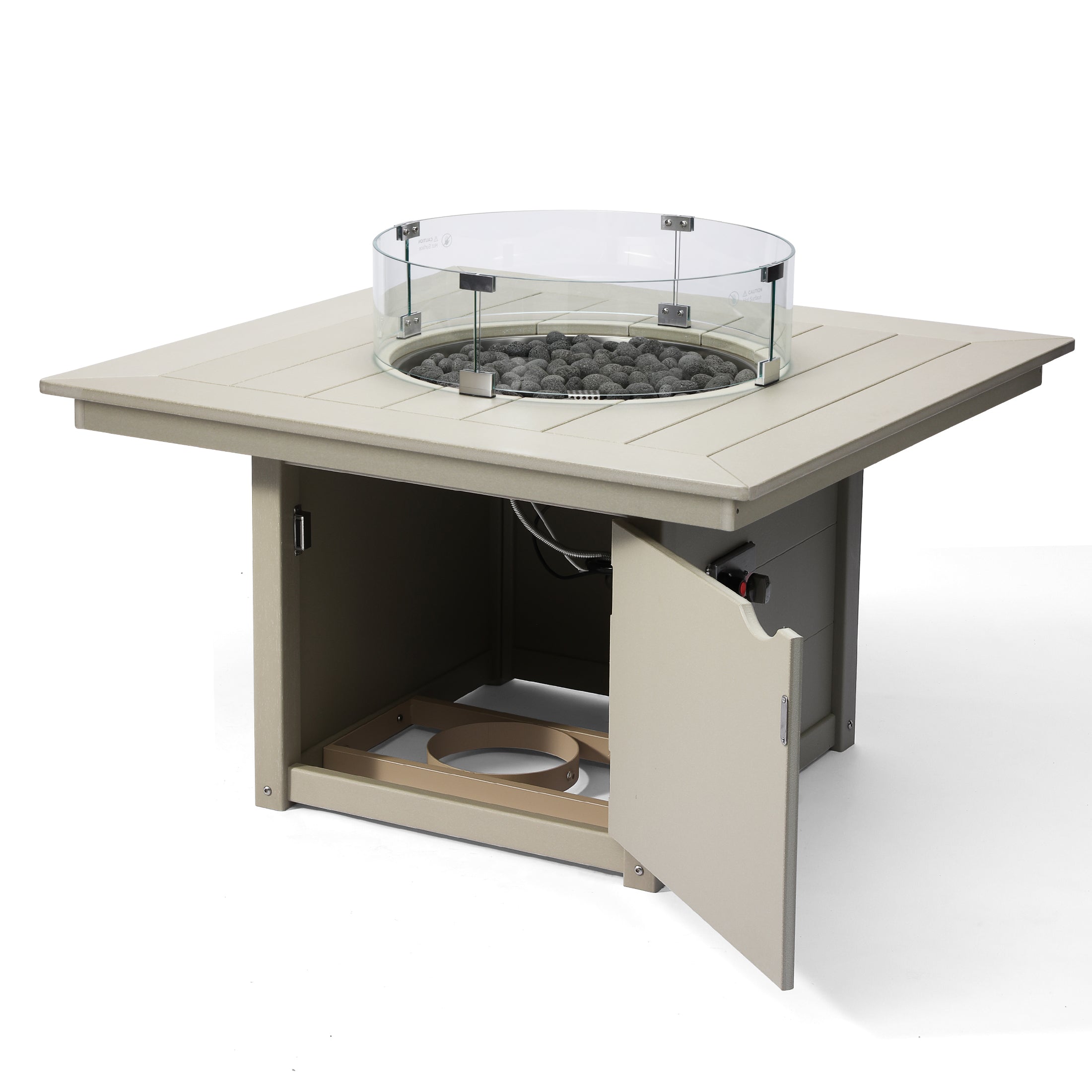 Helios 42" Modern Outdoor Patio Propane Square Fire Pit Table