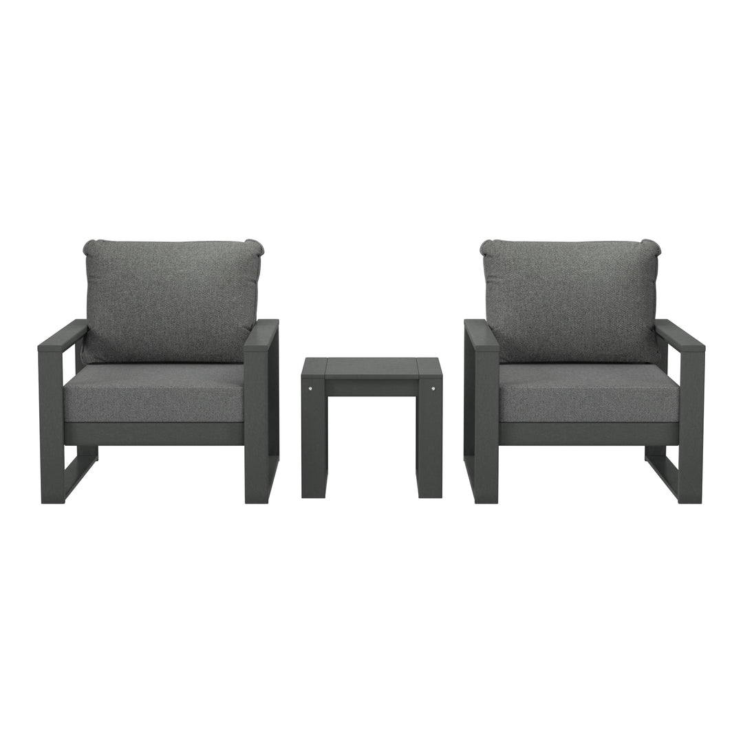 Montara Outdoor Modern 3-Piece HDPE Patio Sofa Set with Side Table