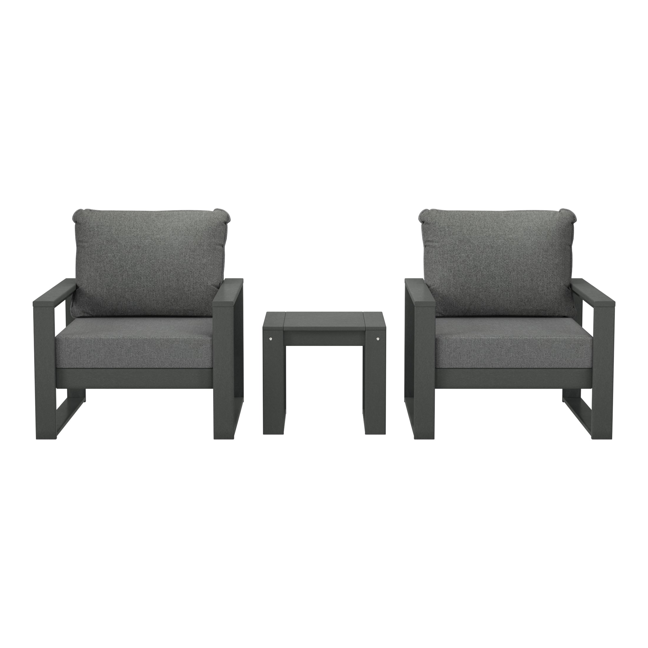 Montara Outdoor Modern 3-Piece HDPE Patio Sofa Set with Side Table