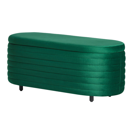 Phoebe 42" Wide Mid-Century Modern Upholstered Velvet Tufted Oval Storage Ottoman Bench