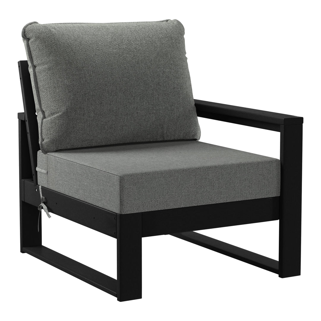 Montara 8-Piece Modern HDPE Outdoor Patio Furniture Conversation Set with Coffee Table and Ottomans