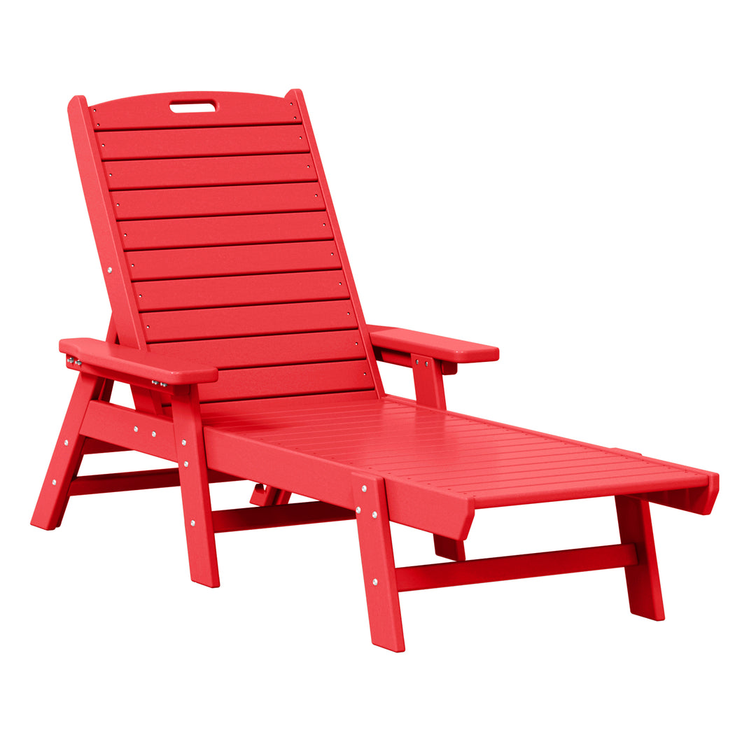 Malibu Poly Reclining Chaise Lounge Set With Table