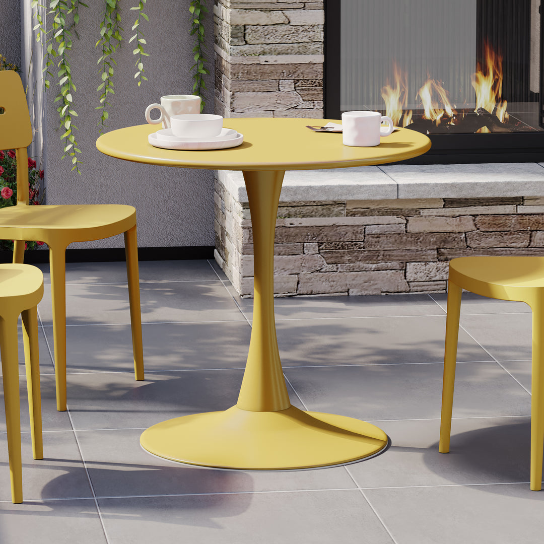 Playa 31.5" Round Outdoor Indoor Metal Cocktail Dining Table