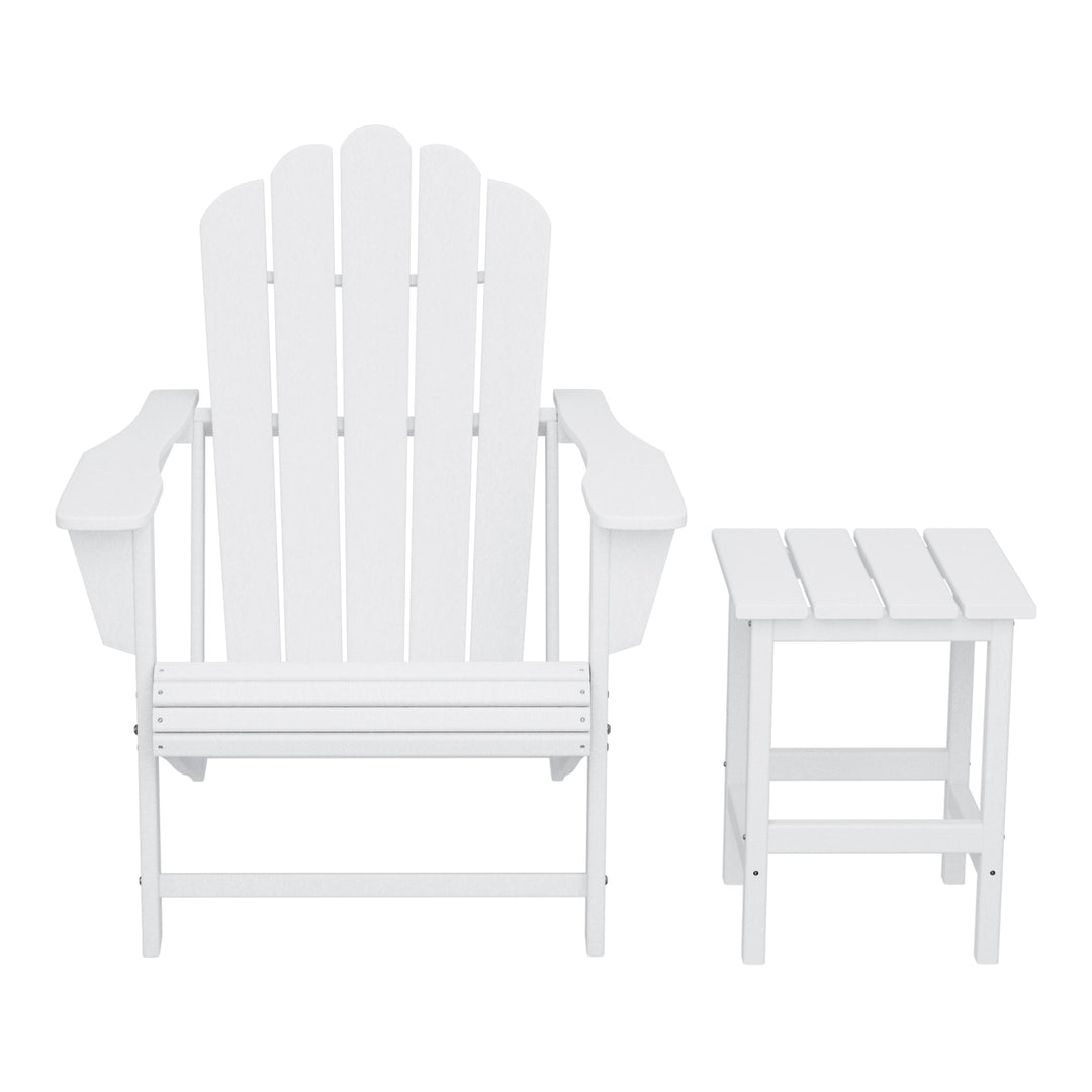 Highland Outdoor Patio HDPE Adirondack Chair With Cup Holder and Table Set