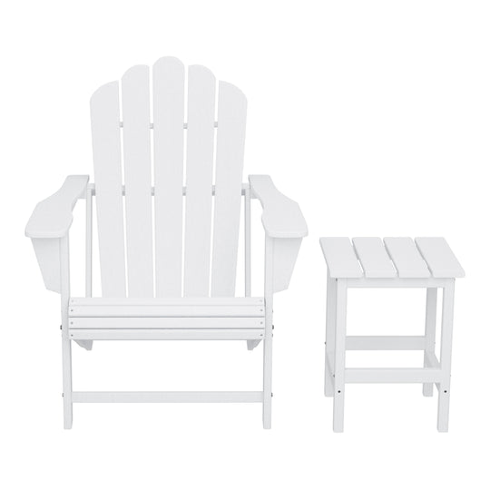 Highland Outdoor Patio HDPE Adirondack Chair With Cup Holder and Table Set