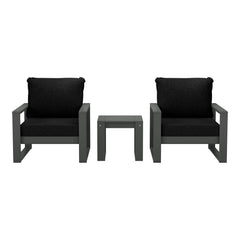 Montara Outdoor Modern 3-Piece HDPE Patio Sofa Set with Side Table