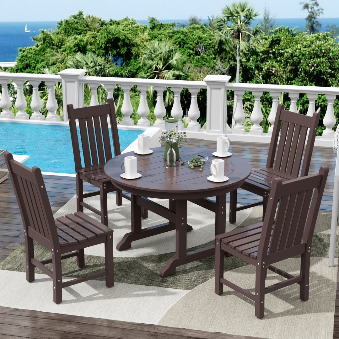 Malibu 5 Piece Outdoor Patio Dining Set Outdoor Round Table and Chair Set