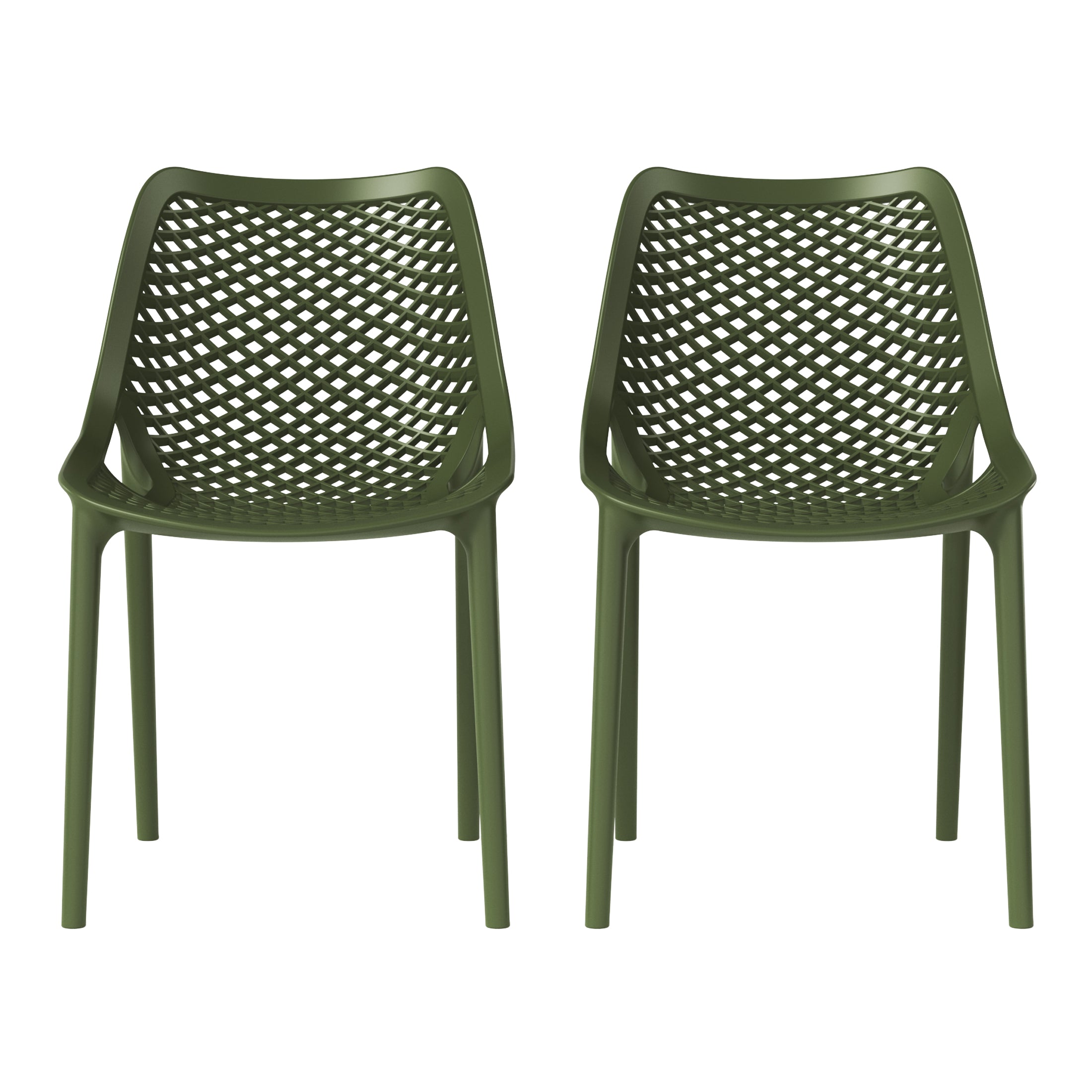 Playa Outdoor Stackable Modern Plastic Dining Chairs (Set of 2)