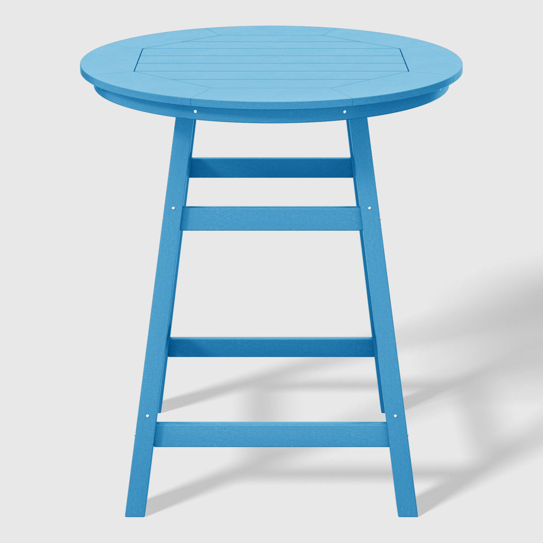 Malibu 5-Piece HDPE Outdoor Patio Dining Bar Bistro Table Set with Counter High Round Bar Stools