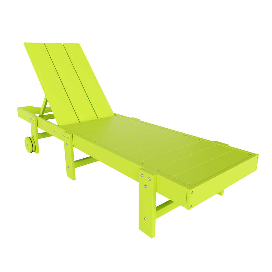 Ashore Modern Poly Reclining Chaise Lounge With Wheels