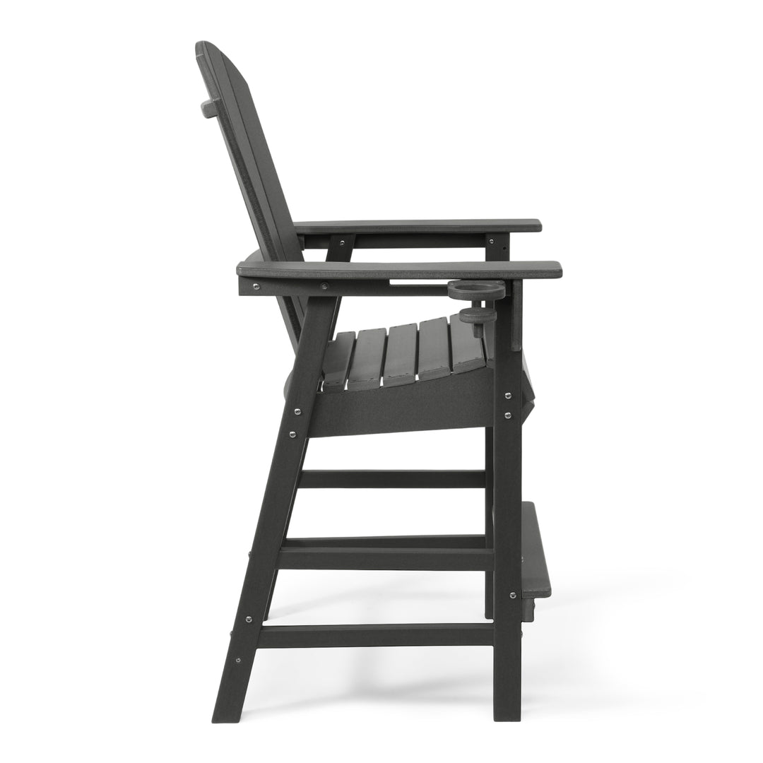 Malibu Outdoor HDPE Tall Adirondack Bar Height Chair With Cup Holder